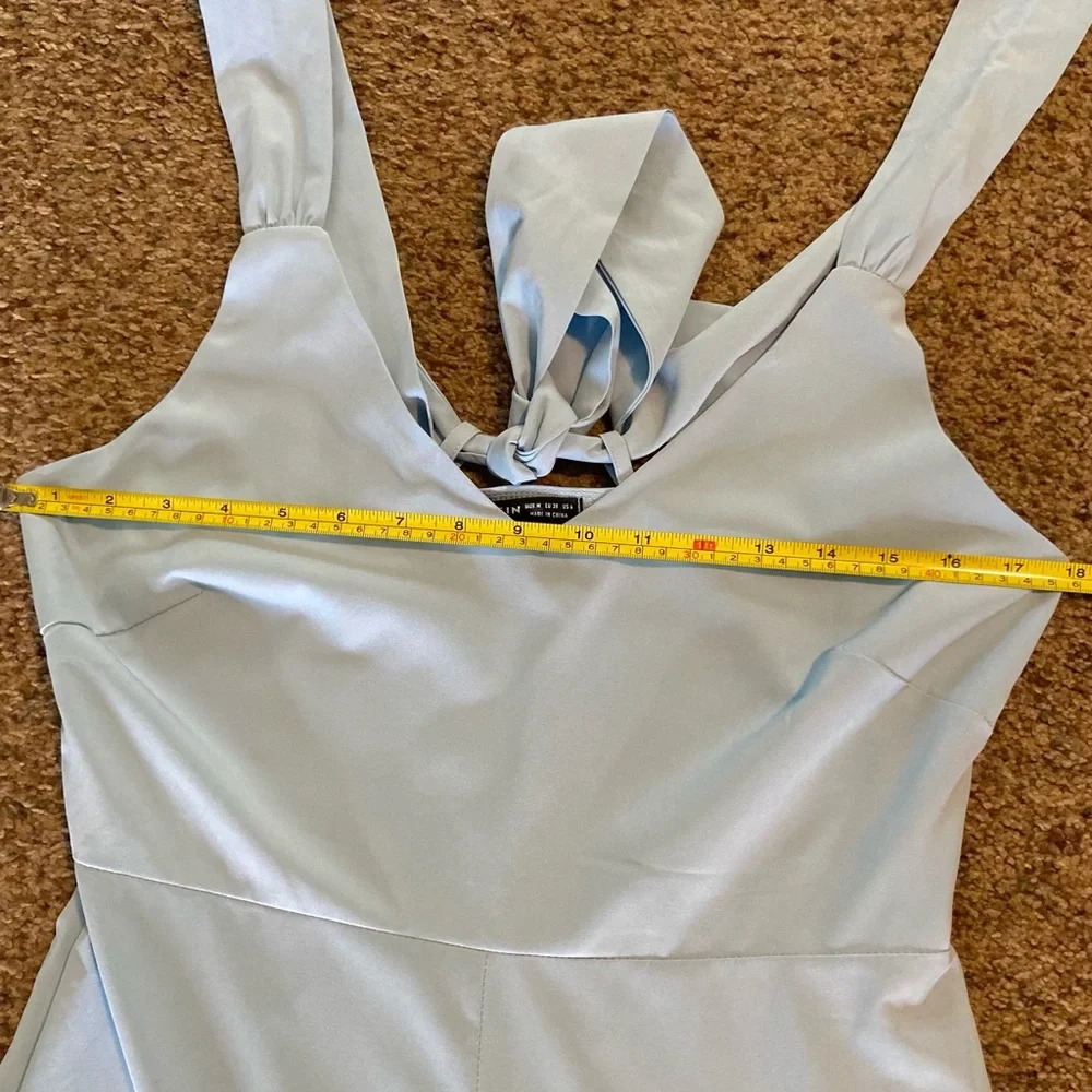 **SOLD** Light Blue Wide Leg Jumpsuit Size M Romper Sleeveless Back Tie - Picture 5 of 7